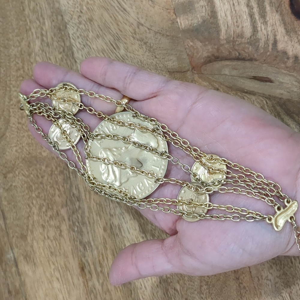 Greek Coins Multilayer Chains Bracelet - Picture 5 of 13